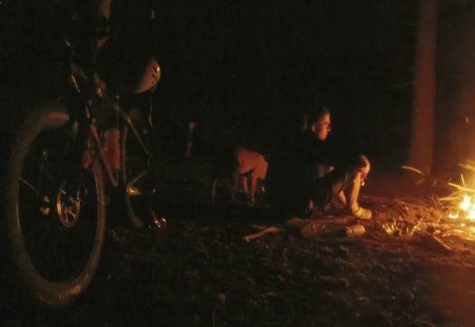 Bike-packing with Ev and Dinah---April.